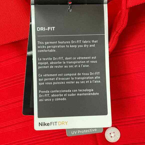 Nike Golf Shirt Mens Medium Red Polo Short Sleeve Fit Dry Collar Logo - Picture 8 of 12
